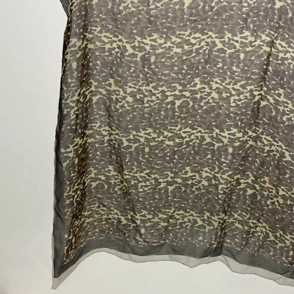 Brown Black Animal Print‎ Rectangular Fashion Sheer Scarf Size 29 x 32